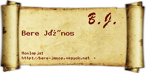 Bere János névjegykártya