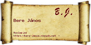 Bere János névjegykártya